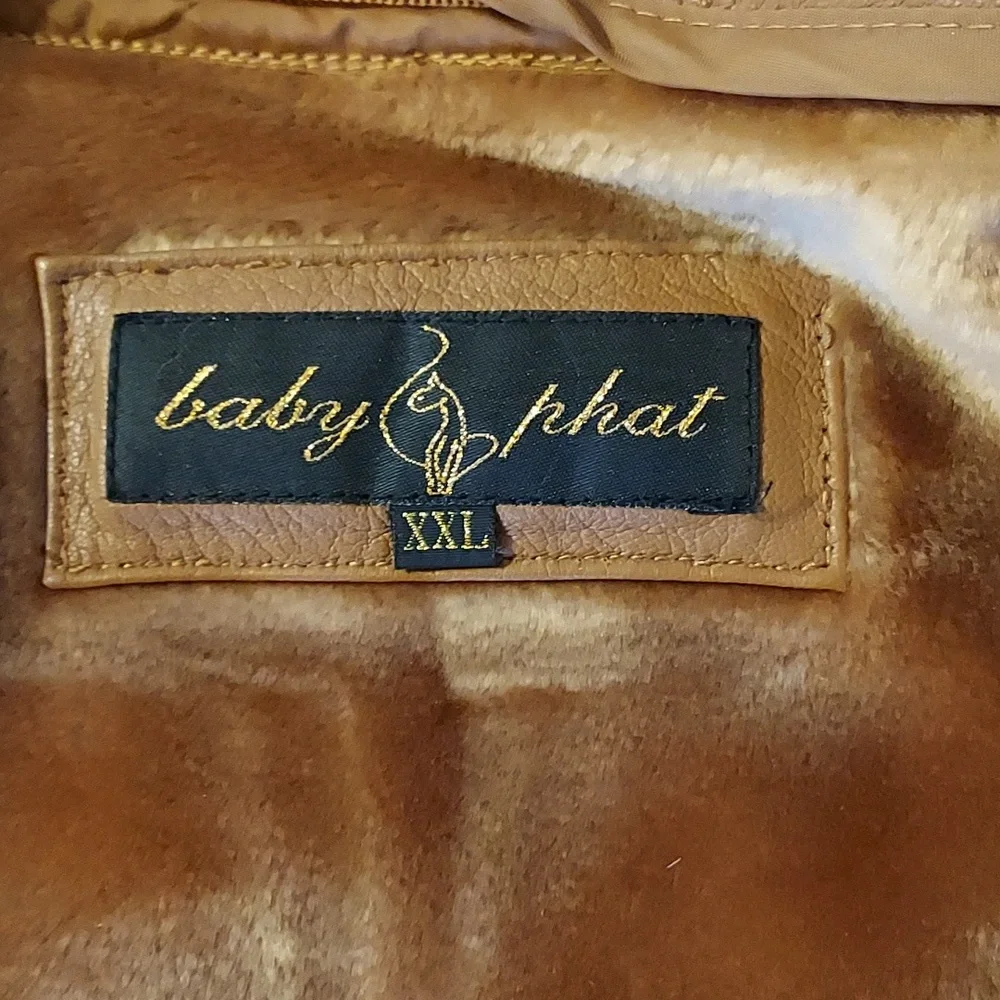Baby Phat Women's Moto Leather Jacket Tan Cream Piping Removable Lining … - Picture 12 of 16